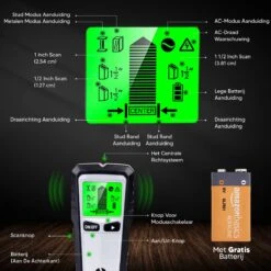 Apeiron Digitale Leidingzoeker - 5 In 1 Detector Voor Muren - Hout, Metaal, Leidingen, Bedrading - Zwart/Zilver - Inclusief Batterij -WerkPro Verkoopwinkel 1200x1200 2028