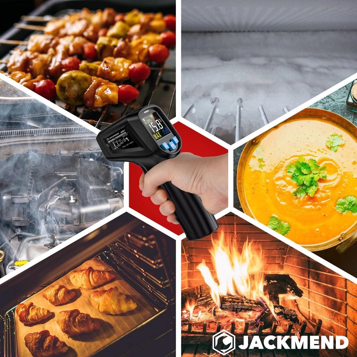 JACKMEND Infrarood Thermometer - Digitale Warmtemeter - Bereik Van -50 Tot 400 °C - Warmte Thermo Meter - Laser Pyrometer 6 JACKMEND Infrarood Thermometer - Digitale Warmtemeter - Bereik Van -50 Tot 400 °C - Warmte Thermo Meter - Laser Pyrometer - Afbeelding 4