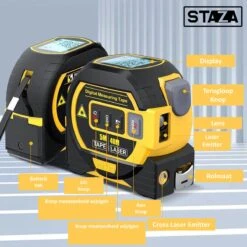 Staza - Rolmaat Multifunctionele Digitale Laser - 40M - Afstandsmeter - Elektronische Metrische Systeem - 5M Meetlint - Roestvrij - Afstandsmeters - Display - Slimme Rolmaat -WerkPro Verkoopwinkel 1200x1200 2040