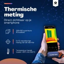 Vulpes Tech® Warmtebeeldcamera PRO - Warmtemeter Voor Android (USB-C) Apparaten - -20 Tot +550°C - 256 X 192 Pixel - Thermische Camera - Pro Versie -WerkPro Verkoopwinkel 1200x1200 2081