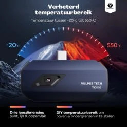 Vulpes Tech® Warmtebeeldcamera PRO - Warmtemeter Voor Android (USB-C) Apparaten - -20 Tot +550°C - 256 X 192 Pixel - Thermische Camera - Pro Versie -WerkPro Verkoopwinkel 1200x1200 2086