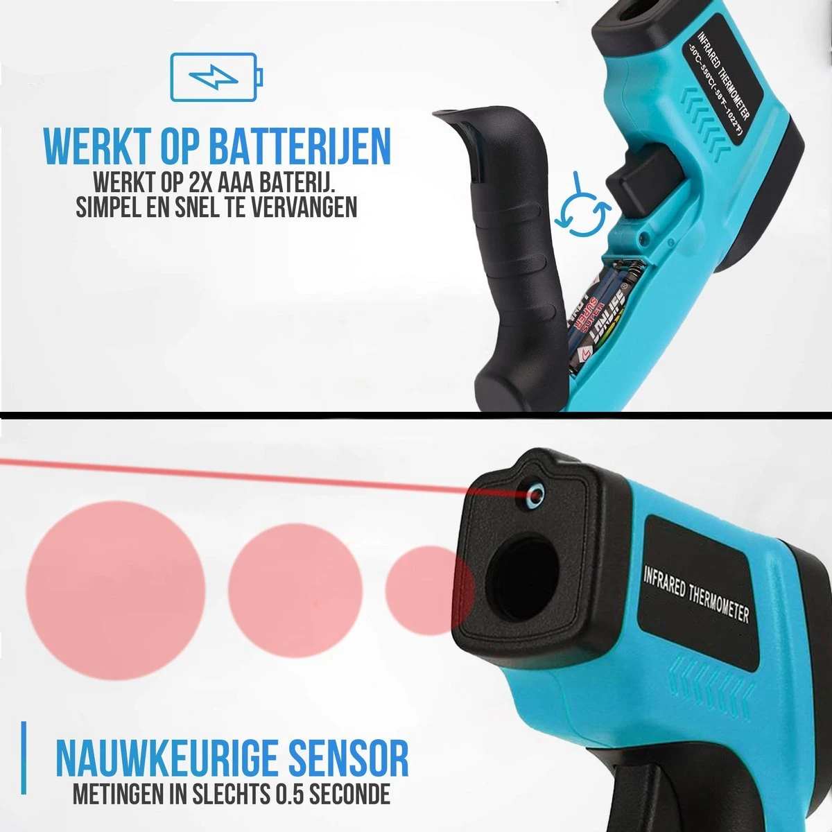 Strex Digitale Infrarood Thermometer - Bereik -50 T/m +550 °C - IR Thermometer - Warmtemeter 5 Strex Digitale Infrarood Thermometer - Bereik -50 T/m +550 °C - IR Thermometer - Warmtemeter - Afbeelding 3