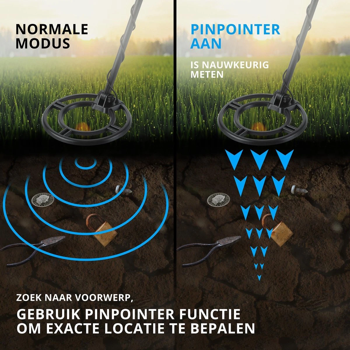 MacGyver Metaaldetector Professional - Nauwkeurige Metaalzoeker Met Unieke Pinpointer – LCD Display – 25cm Waterdichte Zoekspoel 4 MacGyver Metaaldetector Professional - Nauwkeurige Metaalzoeker Met Unieke Pinpointer – LCD Display – 25cm Waterdichte Zoekspoel - Afbeelding 2