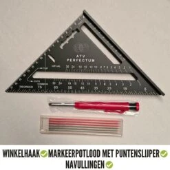 Winkelhaak Set - Incl. Markeerpotlood + 6 Navullingen - Blokhaak - Zwaaihaak - Schrijfhaak - Speed Square - Metalen Winkelhaak - 5 In 1 Winkelhaak -WerkPro Verkoopwinkel 1200x1200 2250