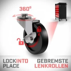 Timbertech - Afsluitbare Werkplaatswagen Op Wielen Met Parkeerrem - Exclusief Gereedschappen - 7 Laden Met Inleg - Gereedschapswagen - Montagewagen - Trolley Voor Diverse Gereedschappen - Staal - Rood/Zwart -WerkPro Verkoopwinkel 1200x1200 2259