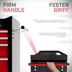 Timbertech - Afsluitbare Werkplaatswagen Op Wielen Met Parkeerrem - Exclusief Gereedschappen - 7 Laden Met Inleg - Gereedschapswagen - Montagewagen - Trolley Voor Diverse Gereedschappen - Staal - Rood/Zwart -WerkPro Verkoopwinkel 1200x1200 2266