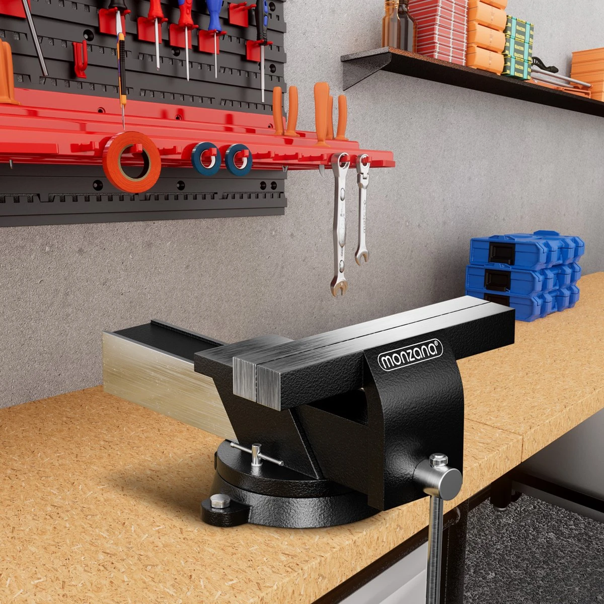 Monzana Bankschroef 150mm Spanbreedte Koolstofstaal 360° Draaibaar Aambeeld 8 Monzana Bankschroef 150mm Spanbreedte Koolstofstaal 360° Draaibaar Aambeeld - Afbeelding 6