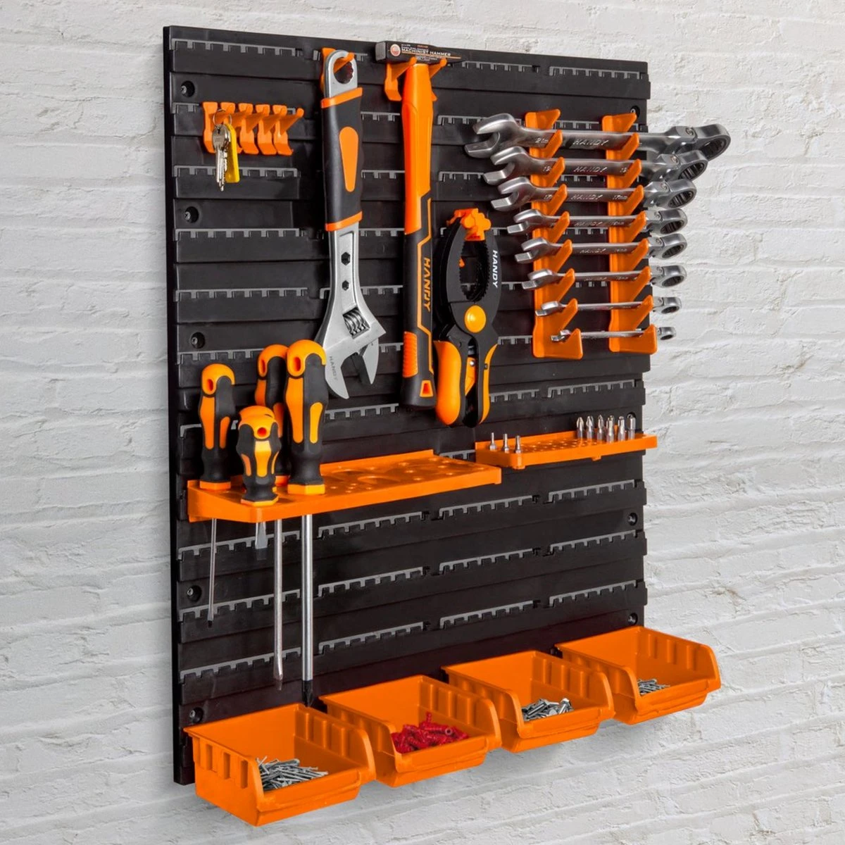 Handy - Wand Gereedschapshouder Voor In Garage Of Schuur - 2 Panelen - Met Toebehoren! - Gereedschapsorganizer - Gereedschapswand - Ophangsysteem - Gereedschapsbord 6 Handy - Wand Gereedschapshouder Voor In Garage Of Schuur - 2 Panelen - Met Toebehoren! - Gereedschapsorganizer - Gereedschapswand - Ophangsysteem - Gereedschapsbord - Afbeelding 4