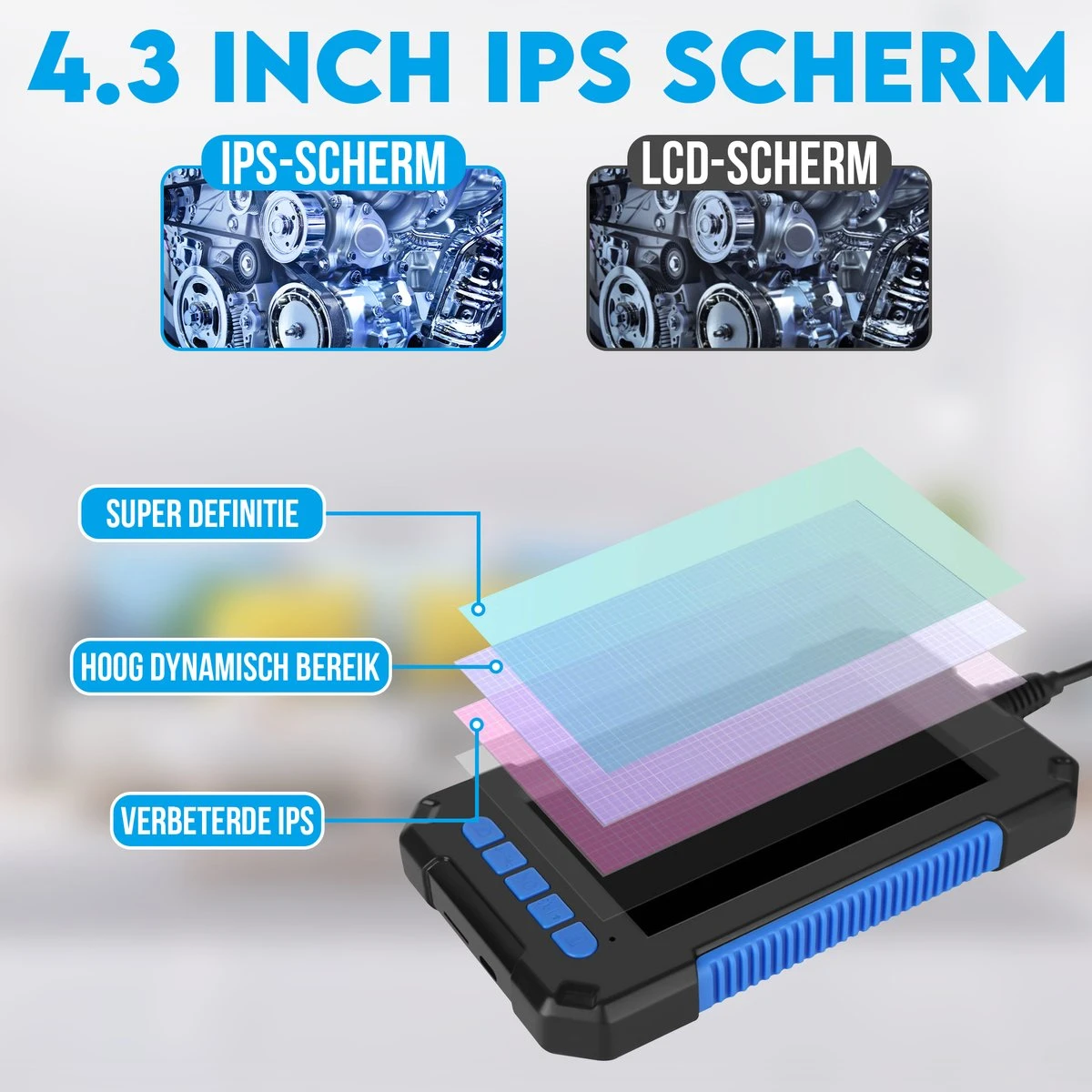Looki Endoscoop Met Scherm 5M + GRATIS 32GB SD-kaart - Inspectie Camera – 1080P LED Verlichting – 4.3 Inch Scherm – 8 Mm Dik - IP67 Waterdicht 10 Looki Endoscoop Met Scherm 5M + GRATIS 32GB SD-kaart - Inspectie Camera – 1080P LED Verlichting – 4.3 Inch Scherm – 8 Mm Dik - IP67 Waterdicht - Afbeelding 8