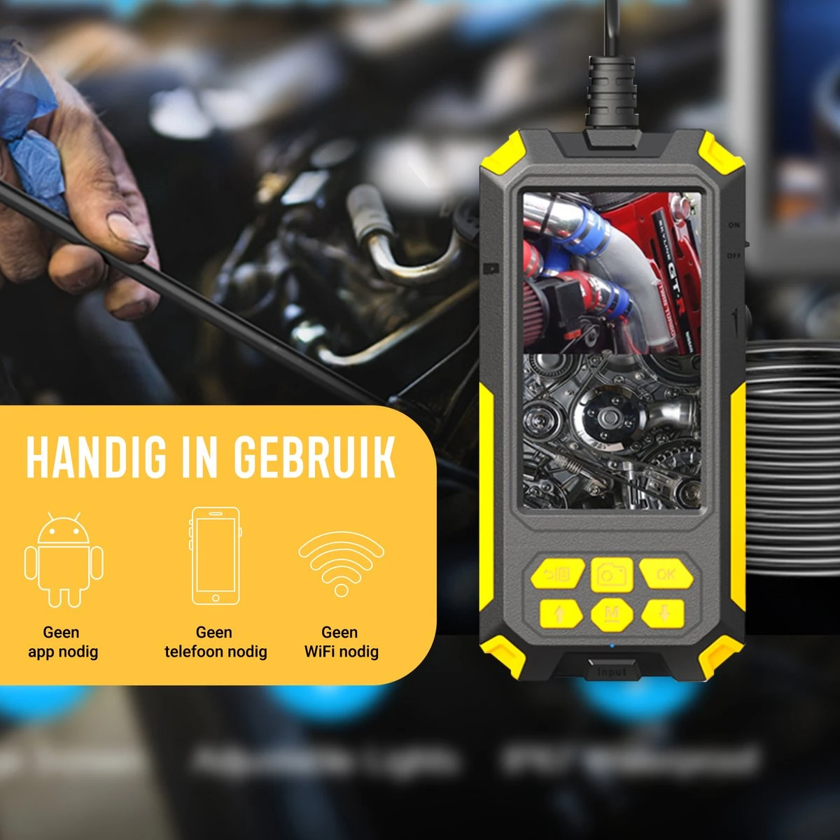 Endoscoop Camera Dual Lens Inspectiecamera 5M - 4.5” Scherm – Endoscoop Inspectie Camera - Full HD – Luxe Opbergtas - IP68 Waterdicht – Incl. Micro SD Kaart 32GB 7 Endoscoop Camera Dual Lens Inspectiecamera 5M - 4.5” Scherm – Endoscoop Inspectie Camera - Full HD – Luxe Opbergtas - IP68 Waterdicht – Incl. Micro SD Kaart 32GB - Afbeelding 5