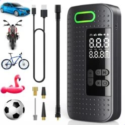 Westhome Luchtcompressor Bandenpomp - Elektrische Fietspomp- 5-in-1 - Zwart