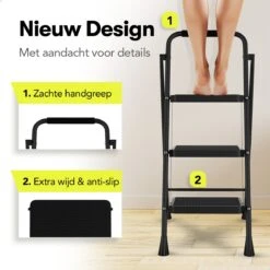 Rune Huishoudtrap 3 Treden - Inklapbare Anti-slip Keukentrap V2 - Compact Design - 104 Cm Hoog - Zwart -WerkPro Verkoopwinkel 1200x1200 2563