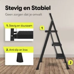 Rune Huishoudtrap 3 Treden - Inklapbare Anti-slip Keukentrap V2 - Compact Design - 104 Cm Hoog - Zwart -WerkPro Verkoopwinkel 1200x1200 2564