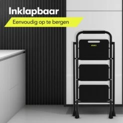 Rune Huishoudtrap 3 Treden - Inklapbare Anti-slip Keukentrap V2 - Compact Design - 104 Cm Hoog - Zwart -WerkPro Verkoopwinkel 1200x1200 2566