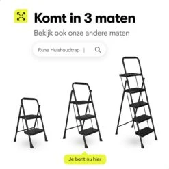 Rune Huishoudtrap 3 Treden - Inklapbare Anti-slip Keukentrap V2 - Compact Design - 104 Cm Hoog - Zwart -WerkPro Verkoopwinkel 1200x1200 2568
