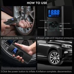 Auto Luchtcompressor, 150PSI Elektrische Draagbare Luchtpomp Mini Handheld Batterij Band Inflator 6000mAh Power Bank LED Noodverlichting Voor Auto Motor Fiets Bal -WerkPro Verkoopwinkel 1200x1200 259