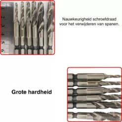 Merkloos 6-delig Boortap Set - Bit Boor Tap En Verzinken Set Gemaakt Van HSS - Gereedschap Boormachine M3-M10 - Schroefdraad Snijden - Combi Boortap - Gaten Boren - Incl. Klein Opbergdoosje -WerkPro Verkoopwinkel 1200x1200 2698