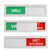 Merkloos Schuifbordje Vrij - Niet Storen Deur Bordje 100 Mm X 28 Mm. Met Maar 4 Mm Dikte Geen Blok Op Je Deur. Met Aluminium Schuifje. Schuifbordje Vrij - Bezet. Bevestiging 3M Tape Over De Gehele Achterzijde. -WerkPro Verkoopwinkel 1200x1200 2747