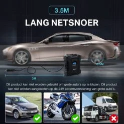 TRANSNECT Compressor Bandenpomp – Luchtcompressor – Elektrische 12V - 30 L/Min – 100psi - Draagbaar - Voor Auto, Fiets, Motorfiets -WerkPro Verkoopwinkel 1200x1200 279