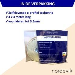 Nordevik® Tochtstrip 12 Meter - Zelfklevend - Energiebesparing - Voor Ramen En Deuren - E-profiel Tochtstopper - Tochtband - Tochtwering - Hoogwaardig Foam - Woning Verduurzamen - 4 X 9mm -WerkPro Verkoopwinkel 1200x1200 2929
