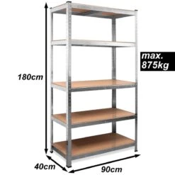 Monzana Stellingkast Metaal – 2 Stuks 5 Planken - Tot 875kg Zilver -WerkPro Verkoopwinkel 1200x1200 2995