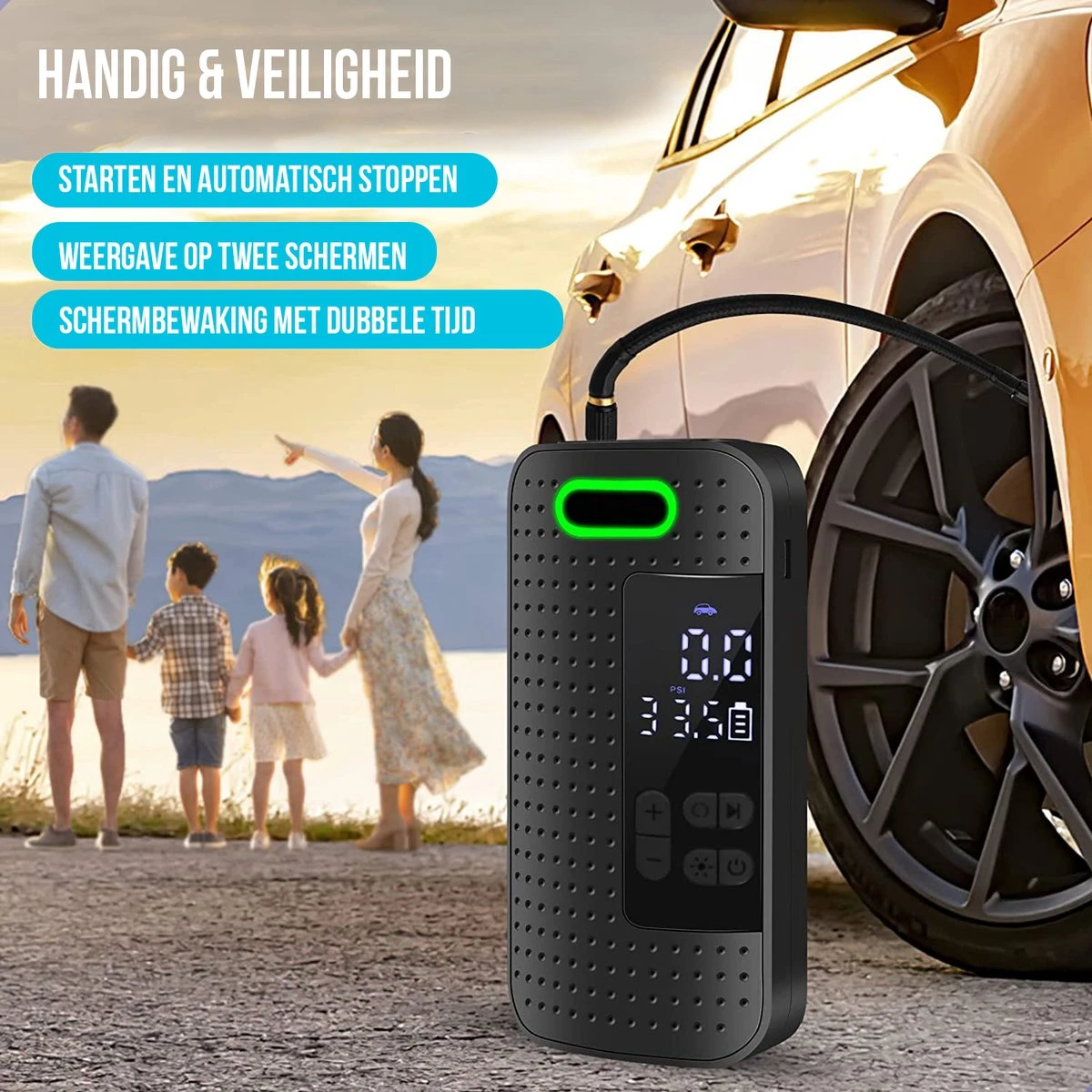 Westhome Luchtcompressor Bandenpomp - Elektrische Fietspomp- 5-in-1 - Zwart 6 Westhome Luchtcompressor Bandenpomp - Elektrische Fietspomp- 5-in-1 - Zwart - Afbeelding 4