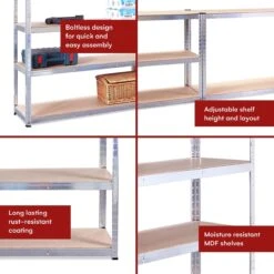 G-Rack Rekken Voor Zwaar Gebruik, 1 Gegalvaniseerd Opbergrek 5 Vakken - Voor Kelder, Werkplaats, Berging, Garage - Metaal I 180 X 120 X 40 Cm I 175 Kg Belasting Per Rek (totaal 875 Kg) I 5 Jaar Garantie -WerkPro Verkoopwinkel 1200x1200 3042