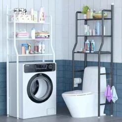 Merkloos Wasmachinekast - Wasmachine Ombouw Kast Voor Wasmachine Badkamer Rek 3 Schappen Zwart 163 X 63 X 24 Cm - Wasmachine Ombouw - Wasmachine Kast - Wasmachine Meubel - Toilet Kast - Wc Meubel - Wc Kast -WerkPro Verkoopwinkel 1200x1200 3077