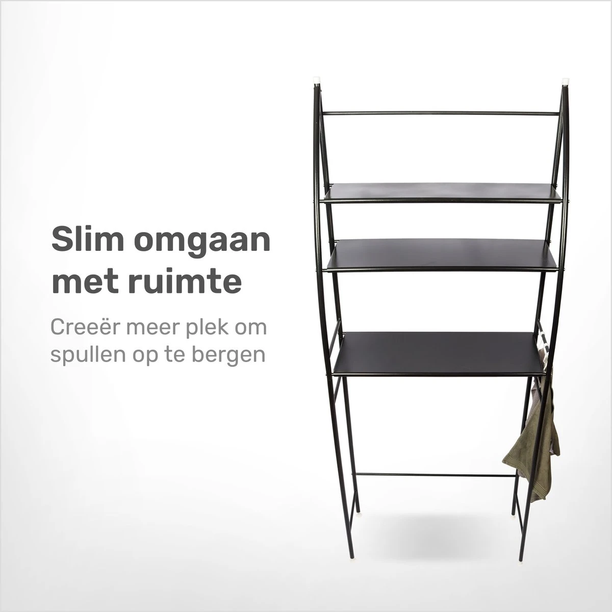 LBB - Wasmachine En Droger Ombouw - 3 Planken - Opbergrek Voor Boven Wasmachine - Zwart - Kast - Meubel - Wasdroger - Ook Geschikt Voor Wc - Kastje 9 LBB - Wasmachine En Droger Ombouw - 3 Planken - Opbergrek Voor Boven Wasmachine - Zwart - Kast - Meubel - Wasdroger - Ook Geschikt Voor Wc - Kastje - Afbeelding 7