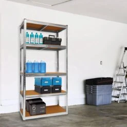 LifeGoods Stellingkast - 5 Planken - 875 Kg Draagkracht - Opbergrek - 94x40x180 Cm - Metaal/MDF - RVS -WerkPro Verkoopwinkel 1200x1200 3118