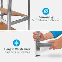 LifeGoods Stellingkast - 5 Planken - 875 Kg Draagkracht - Opbergrek - 94x40x180 Cm - Metaal/MDF - RVS -WerkPro Verkoopwinkel 1200x1200 3121