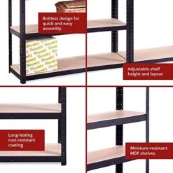 G-Rack Rekken Voor Zwaar Gebruik, 1 Zwart Opbergrek 5 Vakken - Voor Kelder, Werkplaats, Berging, Garage - Metaal I 180 X 90 X 40 Cm I 175 Kg Belasting Per Rek (totaal 875 Kg) I 5 Jaar Garantie -WerkPro Verkoopwinkel 1200x1200 3190