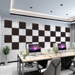 Zelfklevende Geluidsisolatie Wedge | Akoestische Panelen | Isolatieplaten | Zelfklevende Wandpanelen | Studioschuim | | Geluidsdemper | 30 X 30 X 5 Cm | 0,53m2 | 6 Stuks - Zwart -WerkPro Verkoopwinkel 1200x1200 3256