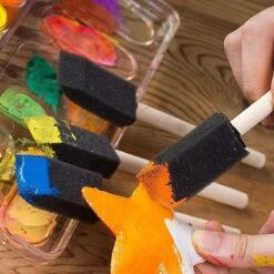 Merkloos Spons Kwast - Verfspons - Verkwast - 10stuks - Foamkwast - Verven Met Kinderen - Schilderkwast - Painting Brush