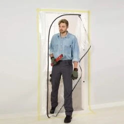 STACK Stofdeur | L-Vorm - Transparante Stofdeur Met Gestikte Rits - Afdekfolie - Bouwfolie - Afdekzeil - Verbouwing - Verbouwen - Schilderen - Afdek Folie - Afplakken - Afplakzeil - Bouwzeil