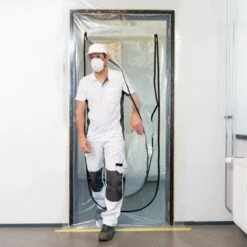 STACK Stofdeur | U-Vorm - Transparante Stofdeur Met Gestikte Rits - Afdekfolie - Bouwfolie - Afdekzeil - Verbouwing - Verbouwen - Schilderen - Afdek Folie - Afplakken - Afplakzeil - Bouwzeil