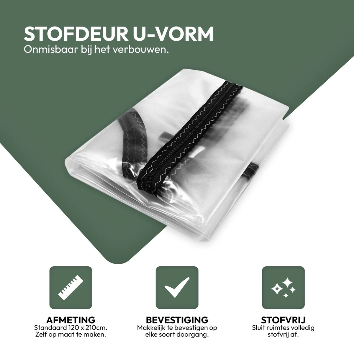 STACK Stofdeur | U-Vorm - Transparante Stofdeur Met Gestikte Rits - Afdekfolie - Bouwfolie - Afdekzeil - Verbouwing - Verbouwen - Schilderen - Afdek Folie - Afplakken - Afplakzeil - Bouwzeil 5 STACK Stofdeur | U-Vorm - Transparante Stofdeur Met Gestikte Rits - Afdekfolie - Bouwfolie - Afdekzeil - Verbouwing - Verbouwen - Schilderen - Afdek Folie - Afplakken - Afplakzeil - Bouwzeil - Afbeelding 3