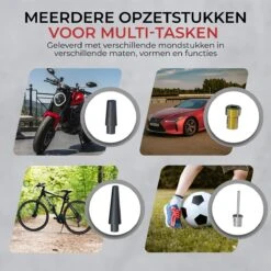 DynaBright Compressor - Luchtpomp - 4 Opzetstukken - 4000mAh - Compressor Bandenpomp - Luchtcompressor - Elektrische Fietspomp - Led Licht - Auto/Fiets/Motor/Ballen/Scooter/Luchtbed - Draagbaar -WerkPro Verkoopwinkel 1200x1200 455