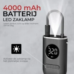 DynaBright Compressor - Luchtpomp - 4 Opzetstukken - 4000mAh - Compressor Bandenpomp - Luchtcompressor - Elektrische Fietspomp - Led Licht - Auto/Fiets/Motor/Ballen/Scooter/Luchtbed - Draagbaar -WerkPro Verkoopwinkel 1200x1200 457