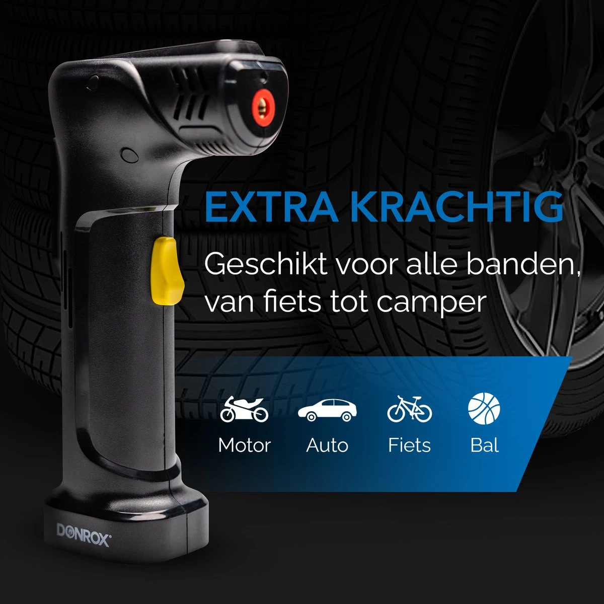 Donrox Ride A922 Draagbare Compressor Bandenpomp - 12V Luchtcompressor Oplaadbaar - Fiets Tot Camper - Elektrische Fietspomp 6 Donrox Ride A922 Draagbare Compressor Bandenpomp - 12V Luchtcompressor Oplaadbaar - Fiets Tot Camper - Elektrische Fietspomp - Afbeelding 4