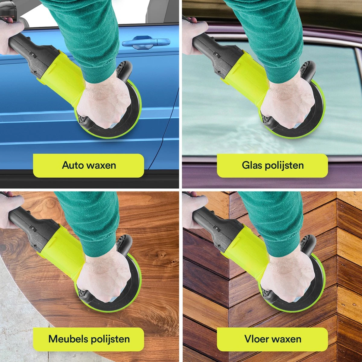 Qumax Polijstmachine – Poetsmachine Incl. 4 Polijstschijven – Krachtige Motor – 180mm – 220/240V 5 Qumax Polijstmachine – Poetsmachine Incl. 4 Polijstschijven – Krachtige Motor – 180mm – 220/240V - Afbeelding 3