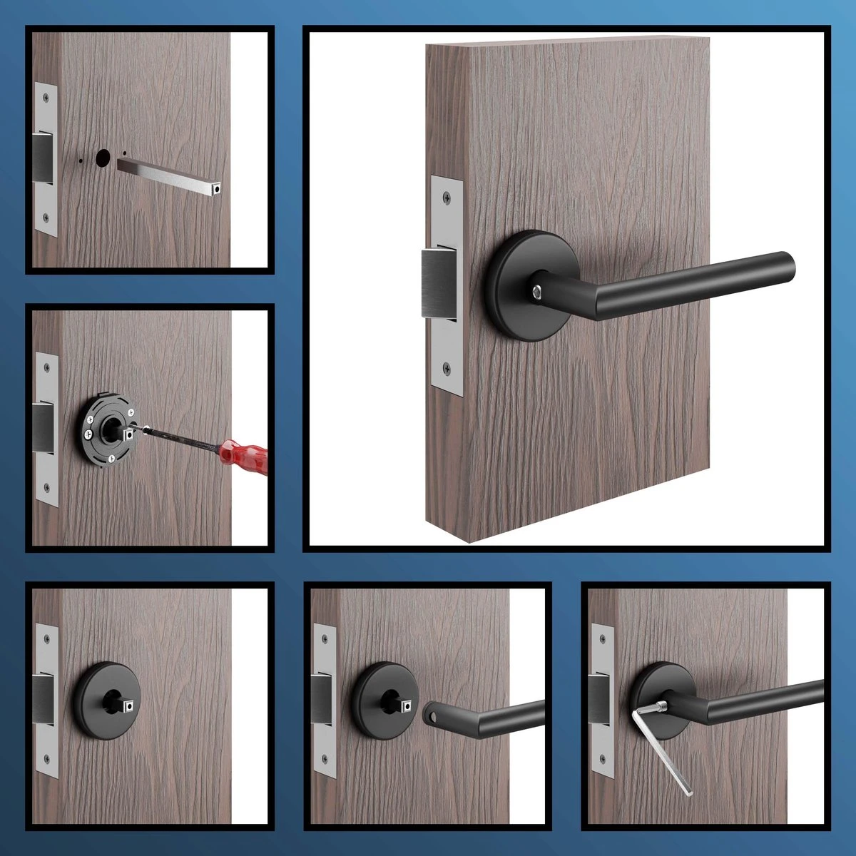 Deurklink - Deurbeslag - Deurkruk - Voor Binnen En Buiten - Zwart - RVS 5 Deurklink - Deurbeslag - Deurkruk - Voor Binnen En Buiten - Zwart - RVS - Afbeelding 3