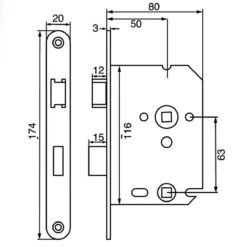 Eliot WC / Badkamer Incl. Insteekslot - Deurklink Set - Insteekslot WC / Badkamer - Mat Zwart - Rechthoekig Model -WerkPro Verkoopwinkel 1200x1200 908