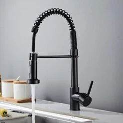 Merkloos Zwarte Keukenkraan Met Uittrekbare Uitloop | Mengkraan | Flexibele Slang