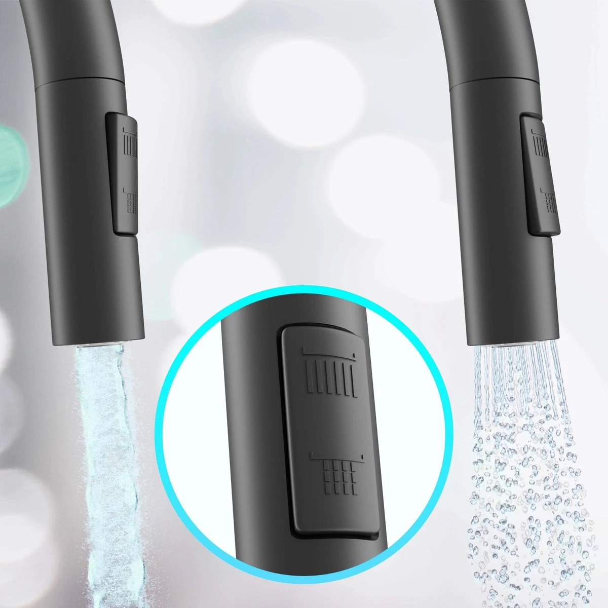 Keukenkraan Met Uittrekbare Uitloop - Handdouche - Uittrekbaar - Mengkraan - Zwart - RVS 5 Keukenkraan Met Uittrekbare Uitloop - Handdouche - Uittrekbaar - Mengkraan - Zwart - RVS - Afbeelding 3