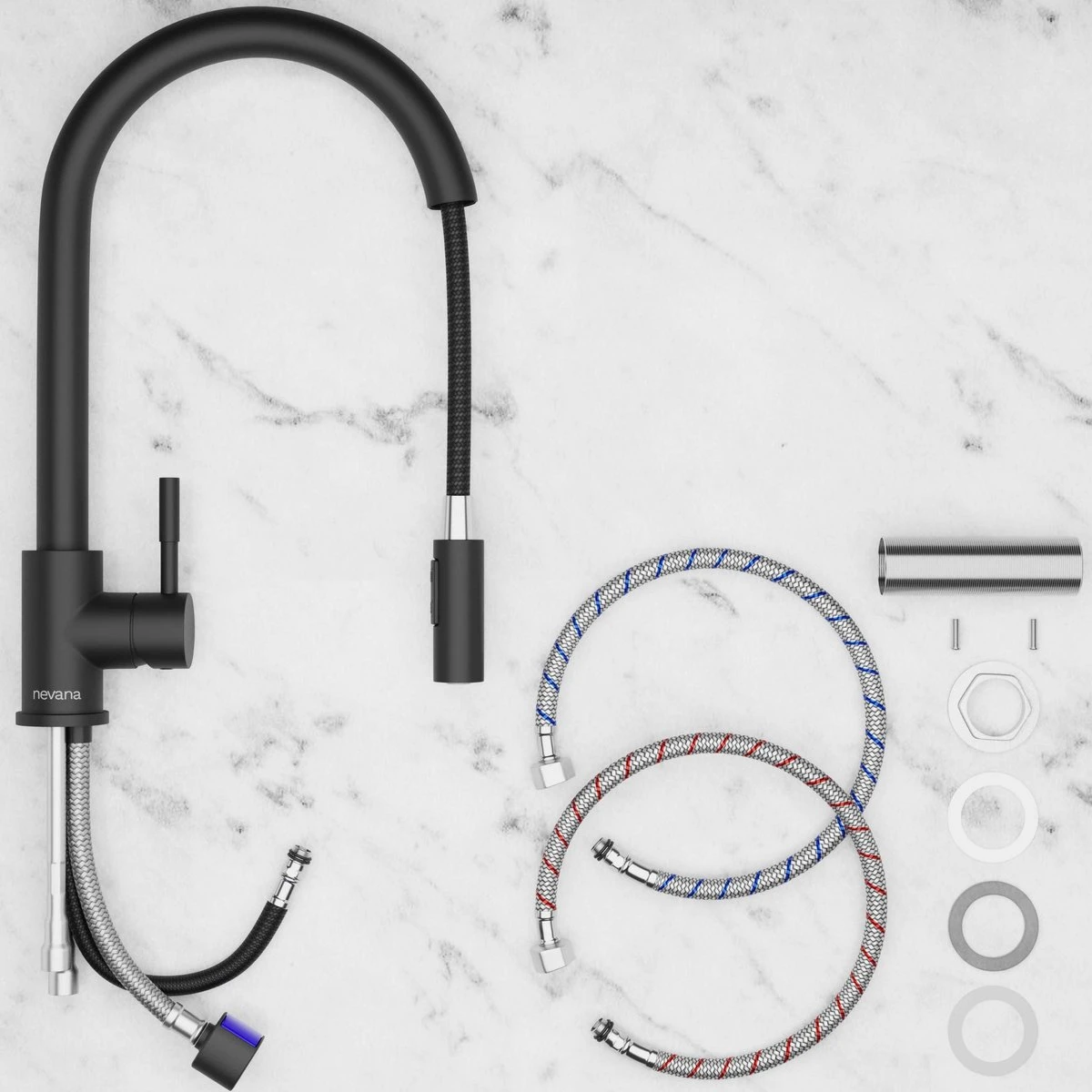 Keukenkraan Met Uittrekbare Uitloop - Handdouche - Uittrekbaar - Mengkraan - Zwart - RVS 6 Keukenkraan Met Uittrekbare Uitloop - Handdouche - Uittrekbaar - Mengkraan - Zwart - RVS - Afbeelding 4