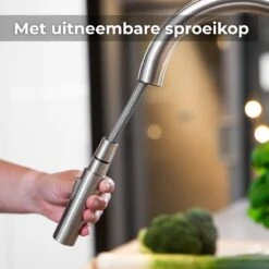 Mizzo Trigo Keukenkraan Met Uittrekbare Handdouche - Hoge Mengkraan 44 Cm - Mat - RVS -WerkPro Verkoopwinkel 1200x1200 962