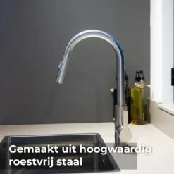 Mizzo Trigo Keukenkraan Met Uittrekbare Handdouche - Hoge Mengkraan 44 Cm - Mat - RVS -WerkPro Verkoopwinkel 1200x1200 964