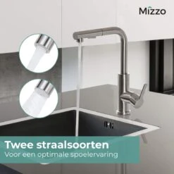 RVS Keukenkraan Met Uittrekbare Handdouche - Mengkraan Met Uittrekbare Uitloop - Design Kraan Van Mizzo Design -WerkPro Verkoopwinkel 1200x1200 973