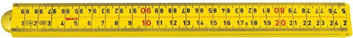 Sola Timmermansduimstok Kunststof 1m 4dlg. Geel 3081017 6 Sola Timmermansduimstok Kunststof 1m 4dlg. Geel 3081017 - Afbeelding 4